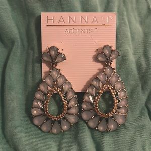 Jeweled vintage style earrings. Teal-green in color